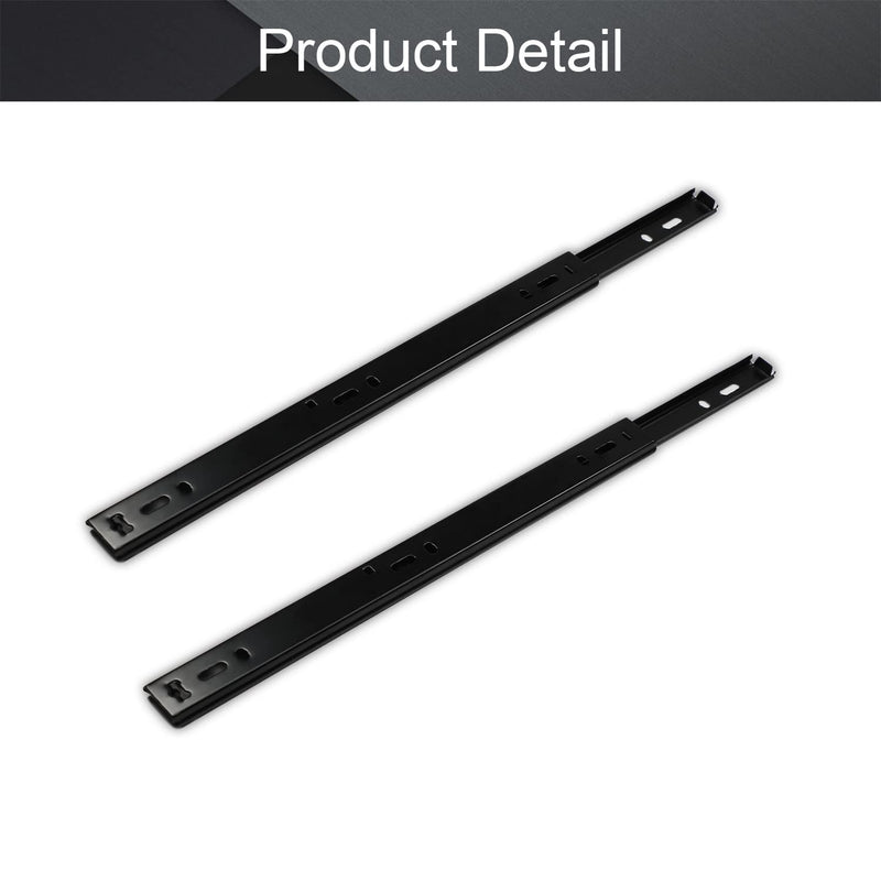 MroMax 12Inch Cold Rolled Steel Drawer Slides, 2 Fold Ball Bearing Slide Track Rail 2 Sections Steel Heavy Runners Ball 27mm Wide 55lbs Capacity Black 1 Pair 1 Pairs
