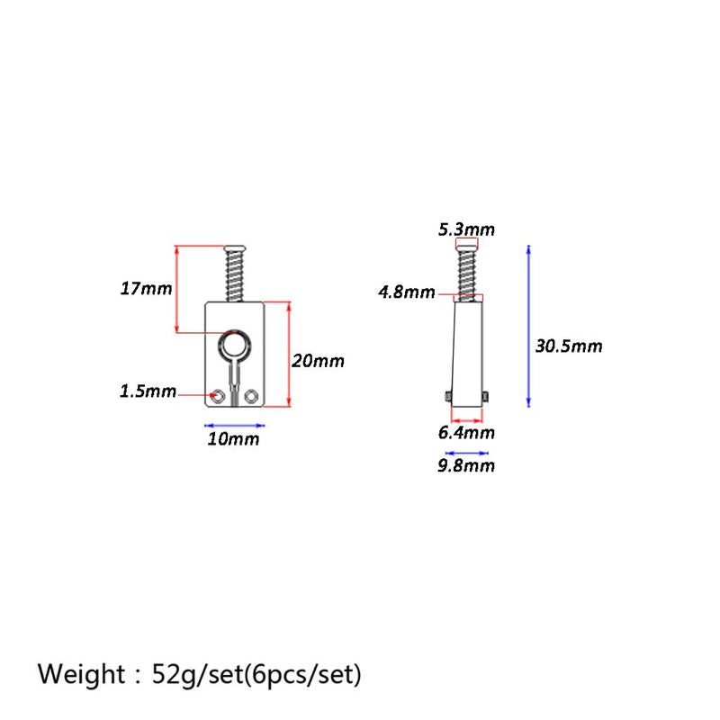 Alnicov 6 Pcs Bridge Saddles Replacement Tremole Saddles for Electric Guitar（Nickel）