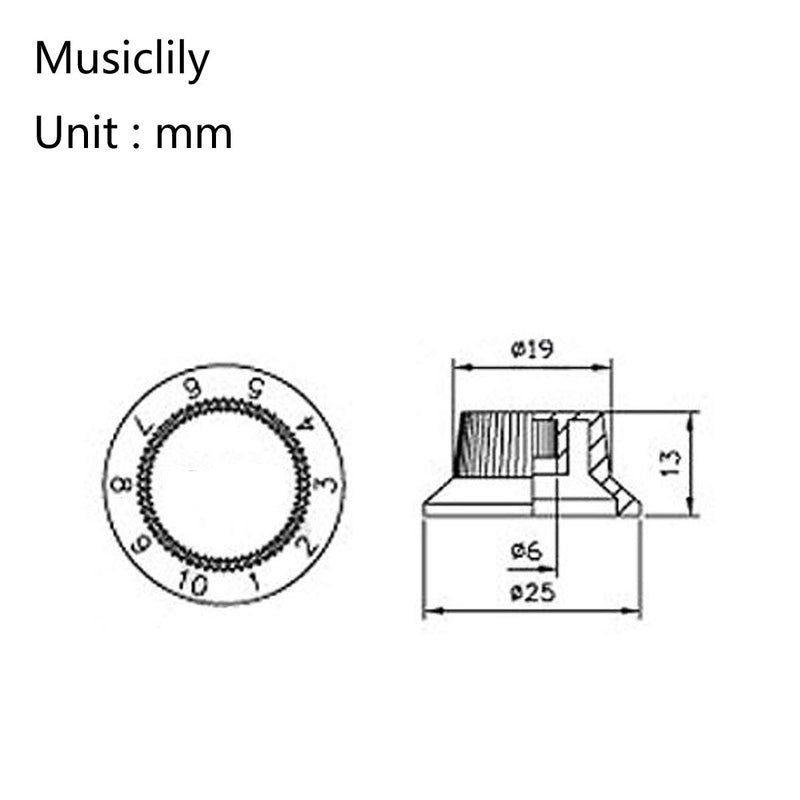 Musiclily Pro Imperial Inch Size 1 Volume 2 Tone Stratocaster Knobs Set for USA Made Strat Style Electric Guitar, White