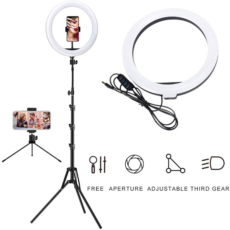 LED 10" Ring Light With Stand and Phone Holder,Desktop Circle Lamp with Tripod Mount For YouTube Video,Live Streaming, Makeup, Photography,Selfie,Shooting with 3 Lighting Modes & 10 Brightness Levels