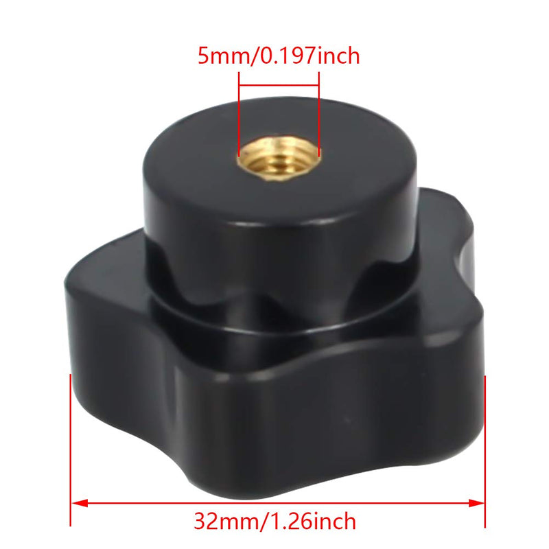 Bettomshin 10Pcs M5 Star Shape Knob Female Thread Nut Galvanized Screw Black Baklite Screw-On for Lathe Machine, Mechanical Equipment, Instrument and Apparatus,Industry Equipment
