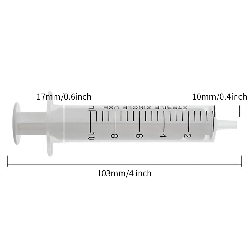 20Pcs 10ml Syringes Sterile Without Needle No Rubber Ring HPLC Sampler Resistant to Organic Acids Bases Disposable Syringe (10cc 20pcs)