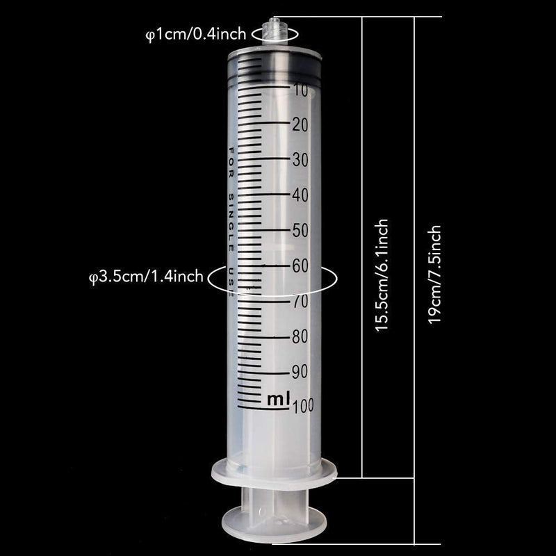 [AUSTRALIA] - DEPEPE 2pcs 100ml Large Plastic Syringe with 2pcs 47in Handy Plastic Tubing and Luer Connections for Scientific Labs, Measuring, Watering, Refilling, Filtration, Feeding 