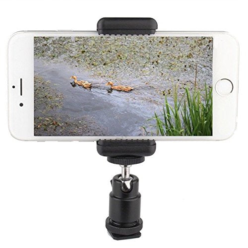 [AUSTRALIA] - 360° Ball Head Hot Shoe Adapter Mount + Cell Phone Holder Clip for DSLR Camera 