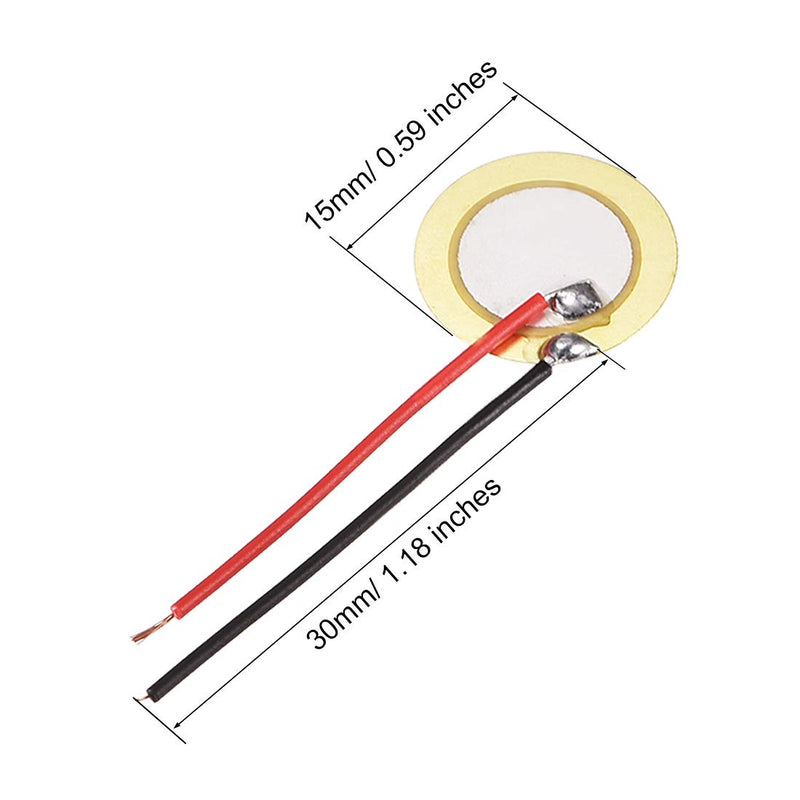uxcell 10 Pcs Piezo Discs 15mm Acoustic Pickup Transducer Microphone Trigger Element Drum Guitar