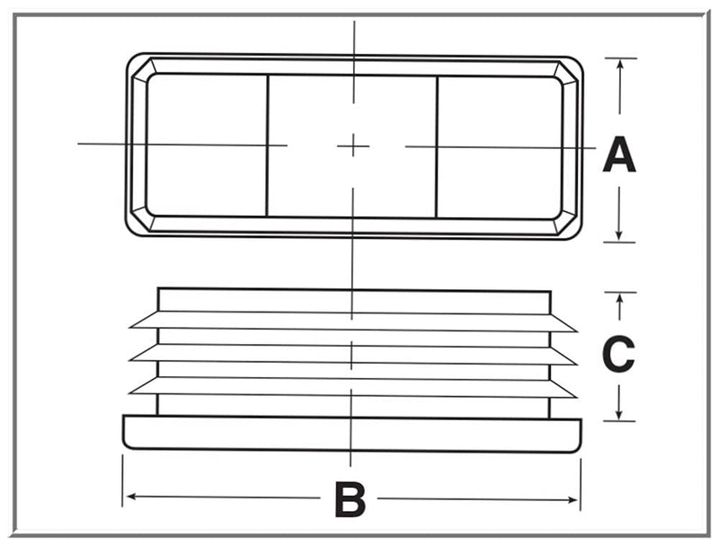 SB Distribution Ltd. SBDs (Pack of 2) 5 Inch x 2 OD Rectangular RER-2X5-10-14 Genuine CAPLUGS USA Make (125 50 mm) 10-14Ga | Hole Size (ID) L 4.74 - 4.83 W 1.74 1.83 LDPE Plugs WFlex Ridges. Black