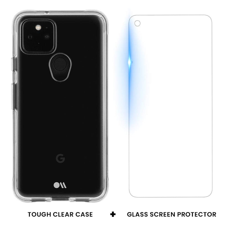 Case-Mate - Protection Pack for Google Pixel 5 (5G) - 6.0 inch - Tough Clear Case + Glass Screen Protector Bundle Clear