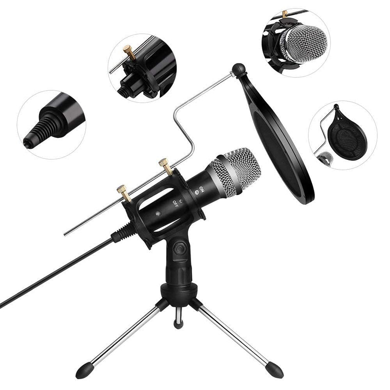 PC Microphone ARCHEER USB Computer Condenser Microphone with Tripod Stand, Pop Filter, Plug & Play PC Streaming Mic for Gaming, Podcast, Recording Vocal, YouTube, Compatible with Laptop Desktop