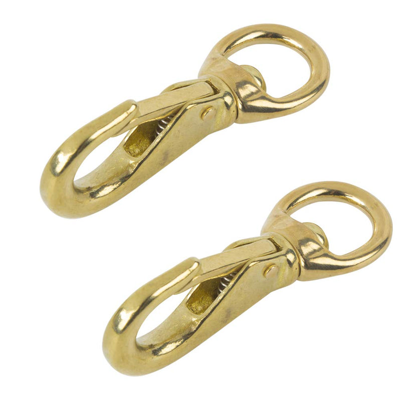 AOWESM 3-1/4" Brass Snap Hook 3/4" Swivel Eye - Solid Brass Clips #1 - Bags, Belting, Leashes, Straps, Luggage, Leathercarft (Pack of 2)
