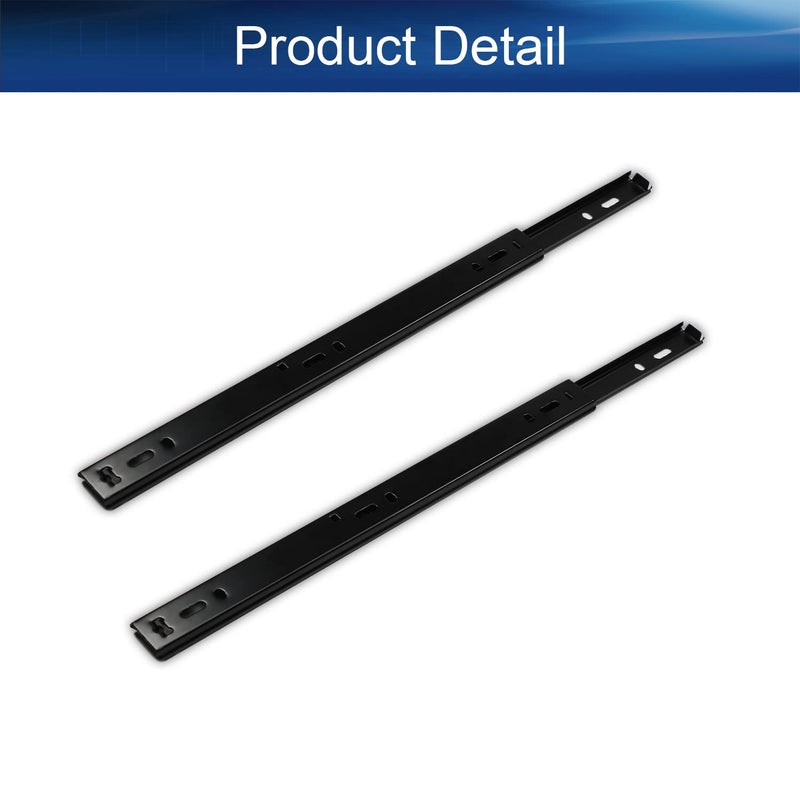 Yinpecly Metal Ball Bearing Side Mount Drawer Slides 12" Length Cold Rolled Steel for Furniture Drawers 2 Fold Drawer Ball Bearing Slide Track Rail 55 LB Bearing Capacity Side Mount Black 1Pair