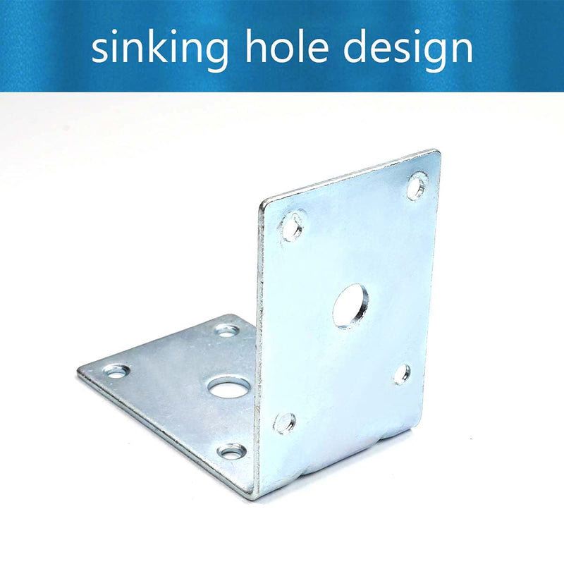 MroMax 6PCS Right Angle Bracket Corner Bracket 2.76" x 1.93" (L x W) Galvanized Angle Bracket Fastener Right Angle Bracket Suitable for Furniture Wooden Cabinet