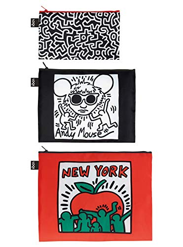 LOQI Museum Keith Haring's New York Zip Pockets, Set of 3