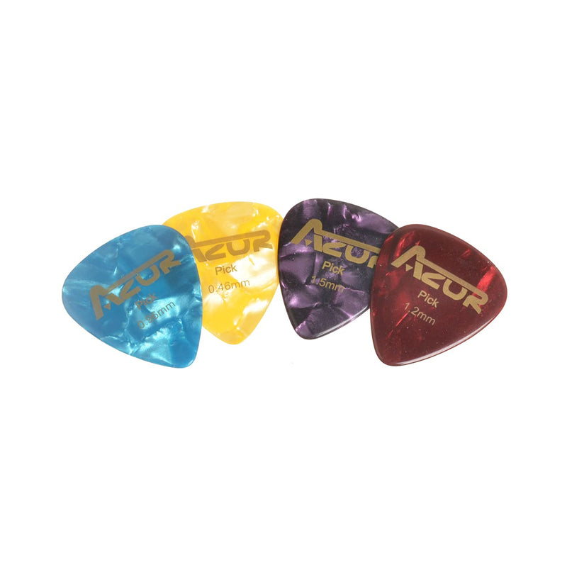 AZOR Guitar Picks Holder Case Bag with 22pcs Acoustic Electric Guitar Colorful Picks Variety Pack Picks Storage Pouch Box, PU leather Guitar Plectrums Bag with Lanyard, Gift for Guitarist