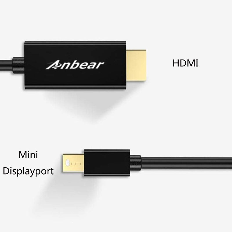 Anbear Mini DisplayPort to HDMI 6 FT, Gold Plated Mini Display Port(ThunderboltTM Port) to HDMI HDTV Male to Male Adapter Compatible for Mac Book,MacBook air, iMac, and More