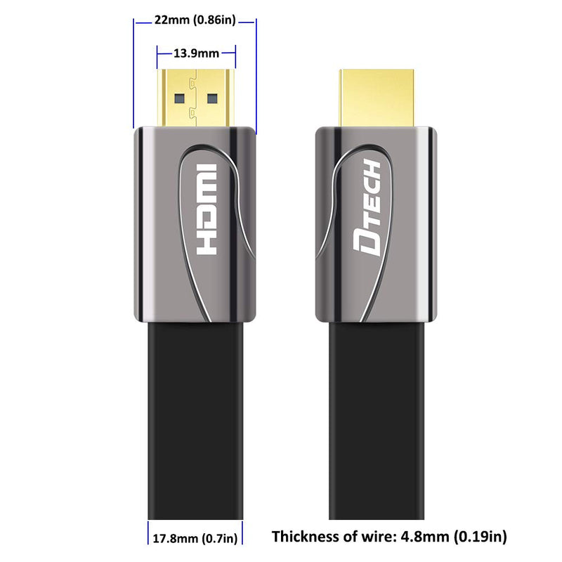 DTECH 15ft UHD HDMI Cable 4K 60Hz Ultra HD 2.0 High Speed Flat 26AWG Cord 1080p 3D Ethernet HDCP ARC Video Chord for Computer Monitor TV (5 Meters, Black)