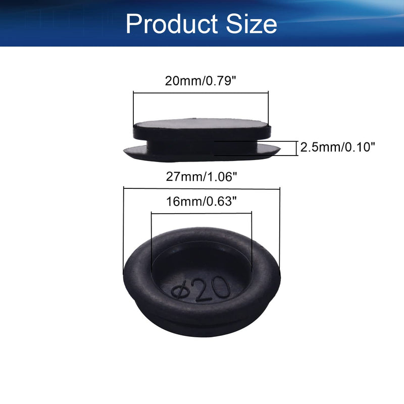 Yinpecly Rubber Grommet 16mm(ID) Oil Resistant Armature Rubber Grommets for Wiring Cable,Black 30PCS