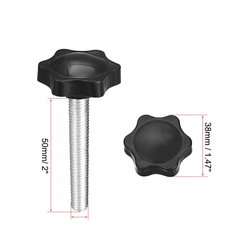 uxcell Clamping Screw Knob, 38mm Dia Plum Hex Shaped Grips Star Knob M8 x 50mm Male Thread, 5pcs M8*50