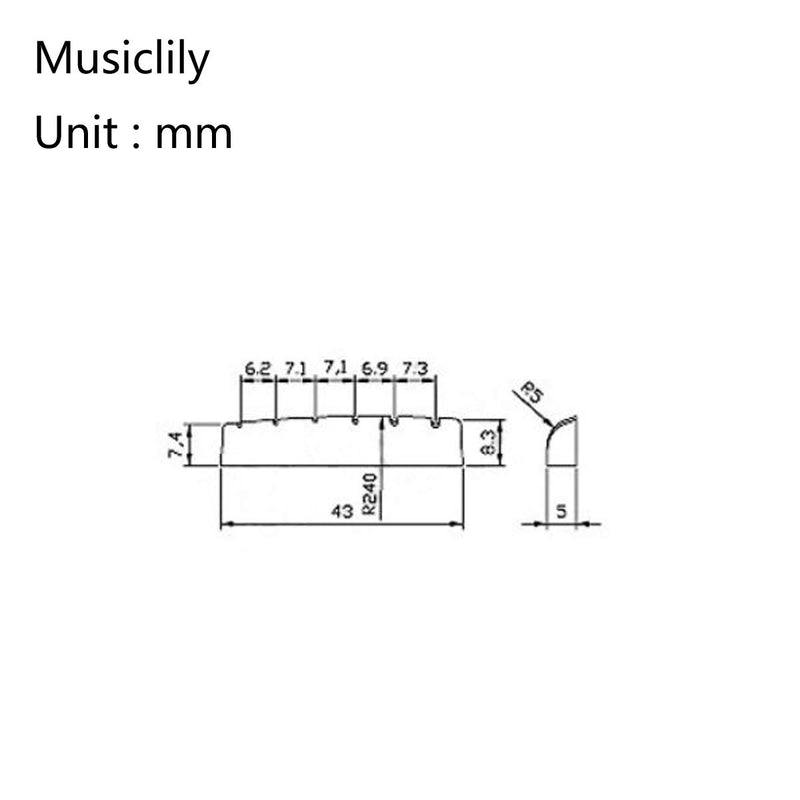 Musiclily Pro Urea Resin Plastic Slotted 43mm LP Style Guitar Nuts Flat Bottom for 6 String Les Paul or Acoustic Guitar, Black (Set of 2)