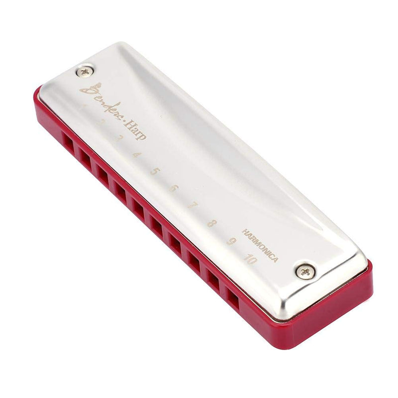 T best Harmonicas, KONGSHENG Benders Harp 10 Hole 20 Tone Blues Beginner Harmonica in the Key of C purplish red