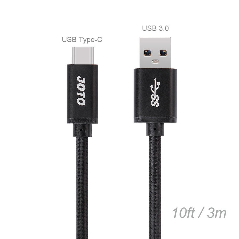 JOTO Type C Cable Extra Long 10ft, USB-C 3.1 Type-C to USB 3.0 Type A Charging Data Cable Heavy Duty Nylon Braided for iPad Pro 12.9/11 Galaxy Ultra S20+ S10 S9 Note 10 9 Tab S4 Nintendo Switch -Black