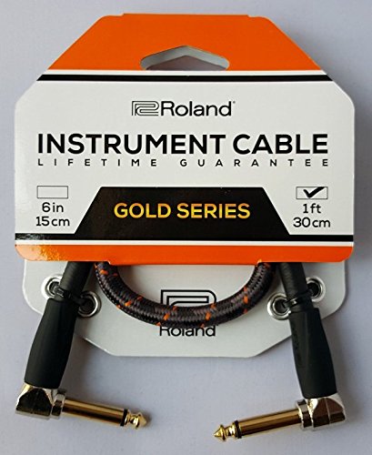 Roland Ric-G1Aa Instrument Cable 1Ft Angled To Angled Black
