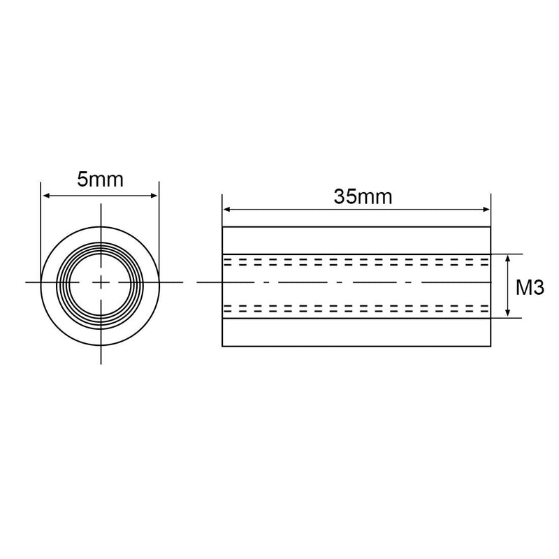 uxcell Round Aluminum Standoff Column Spacer M3x35mm,for RC Airplane,FPV Quadcopter,CNC,Black,10pcs 35mm