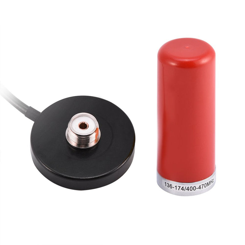 Zerone VHF/UHF Dual-Band Vehicle Mobile Radio Antenna with Magnetic Mount Base Cable for Car Two-Way Radio Walkie-Talkie(Red)