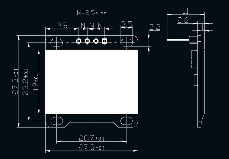DIYmall 0.96 Inch Blue OLED Module I2C IIC Serial 128x64 LCD LED Display for Arduino Micro:bit 51 MSP420 STIM32 SCR (Pack of 2pcs)