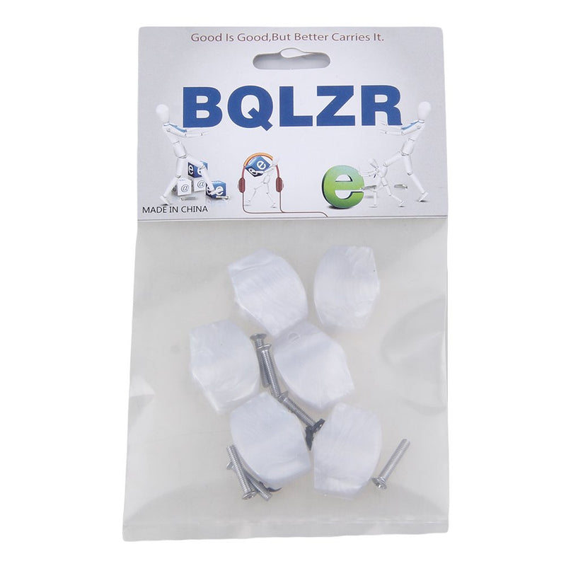 BQLZR White Pearl Premium Dia 5mm Guitar Tuner Machine Head Square Buttons Tuning Key Replacement Pack of 6