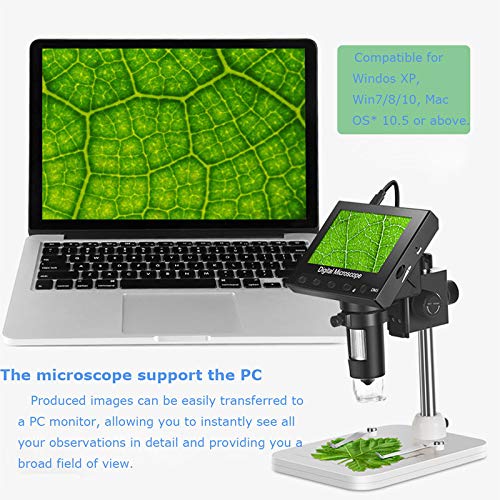 LCD Digital Microscope, Pevor 4.3 inch 500X-1000X Magnification USB Microscope Magnifier with 8 Adjustable LED Light Rechargeable Handled Microscope Camera for Children, Lab, Edu, Naturalist