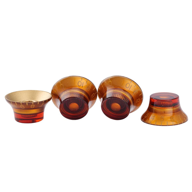 Musiclily Pro Imperial Inch Size Top Hat Bell Knobs Compatible with USA Made Les Paul SG Electric Guitar, Amber (Set of 4)
