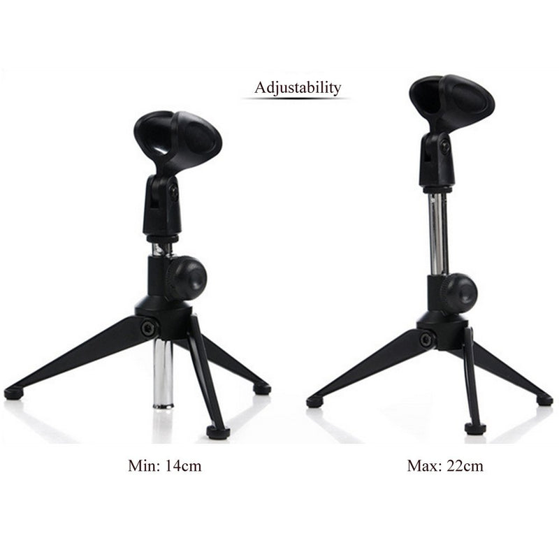 Etubby Adjustable Foldable Tripod Desktop Microphone Stand Holder with Mic Clip for Meetings, Lectures, Podcasts, and More