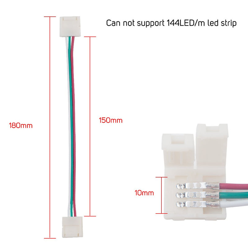 [AUSTRALIA] - BTF-LIGHTING 10PCS 3Pin 10mm Wide Dual End with 15cm Long Cable LED Strip Solderless DIY Connector Adapter Conductor for WS2811 WS2812B SK6812 LED Flexible Strip Light Dual End 10 pcs 