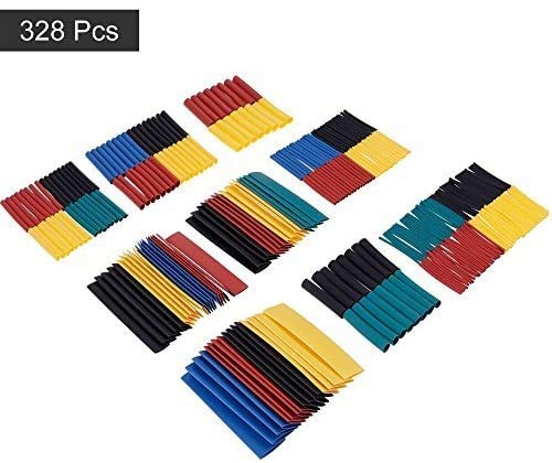 Heat Shrink Tubing Kit,Mini Heat Gun + 328 PCS Heat Shrink Wrap Tube　2:1.
