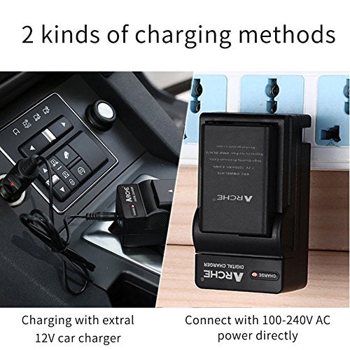 ARCHE NP-F970 NP F975 F960 F950 Battery <1 Pack> and Rapid Charger Set for [Sony DCM-M1 MVC-CD1000 HDR-FX1 DCR-VX2100E DSR-PD190P NEX-FS700RH HXR-NX3 HVL-LBPB and More Camcorder]