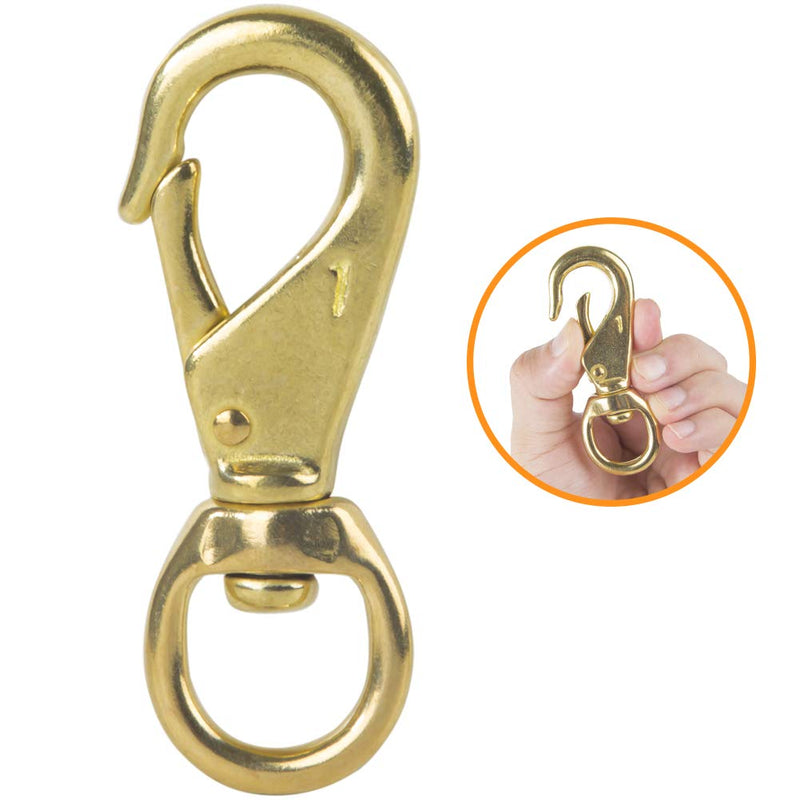 AOWESM 3-1/4" Brass Snap Hook 3/4" Swivel Eye - Solid Brass Clips #1 - Bags, Belting, Leashes, Straps, Luggage, Leathercarft (Pack of 2)