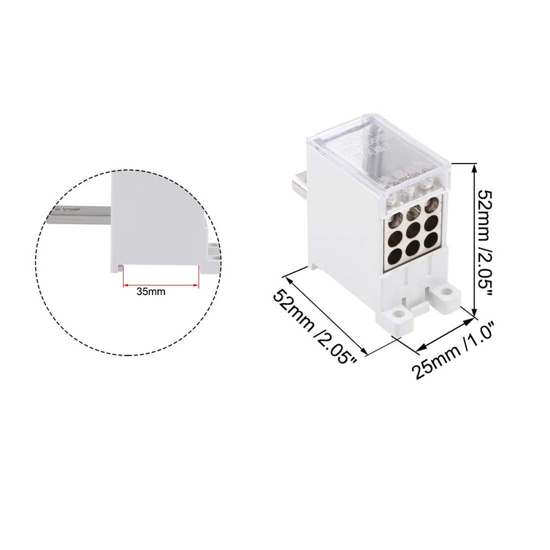uxcell 1 Inlet 9 Outlet DIN Rail Terminal Blocks 690V 125A Max Input Distribution Block for Circuit Breaker