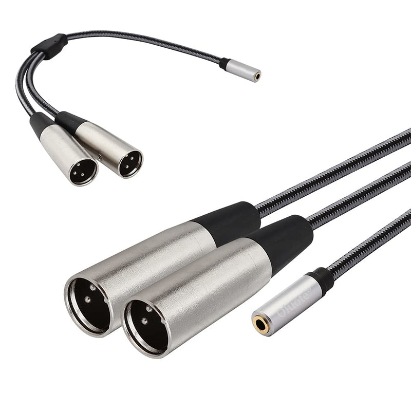 Oluote TRS 3.5mm Female Stereo Jack to Dual XLR Male Cable, Breakout Interconnect And Patch Cable (0.3M) 3.5mm Female to Dual XLR Male