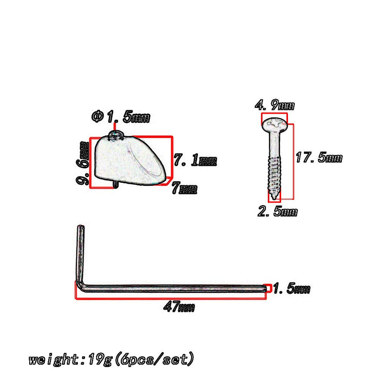 Alnicov Headless Electric Bass Guitar String Nut Set with 1 Wrench 6 Screws for Guitar Parts - Chrome