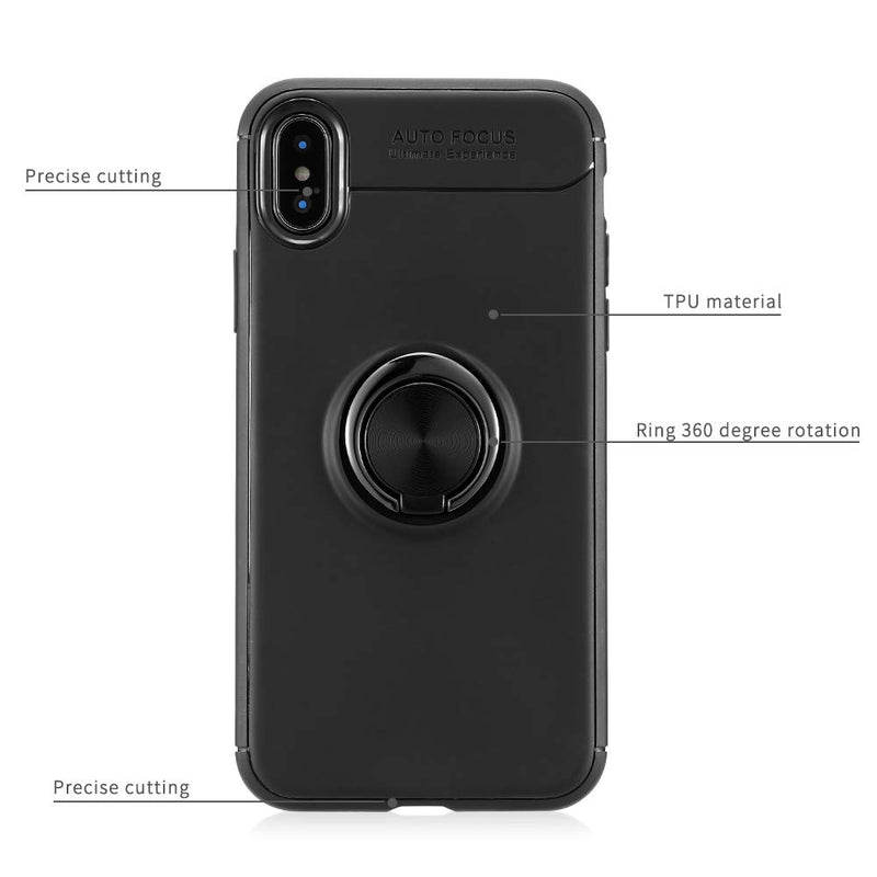 Yu Yao Inc iPhone X case, Back Cover with 360 Rotating Ring Grip Holder Stand Protective Case [Fit Magnetic Car Mount] for Impact Resistance Blue iPhone X/10