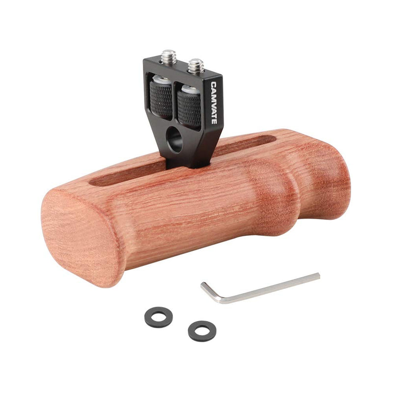 CAMVATE Wooden Hand Grip with 1/4" Mounting Screws Connector for DSLR Camera Cage (Swith to Fit Right/Left Hand)