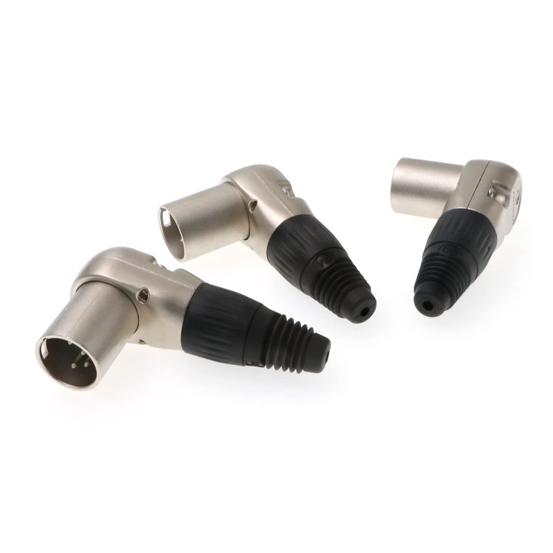XLR 4 pin Male Connector for ARRI Monitor DSLR Rig 3 pcs Right Angle 90 Degree XLR 4 pin Male XLR 4-Pin Male