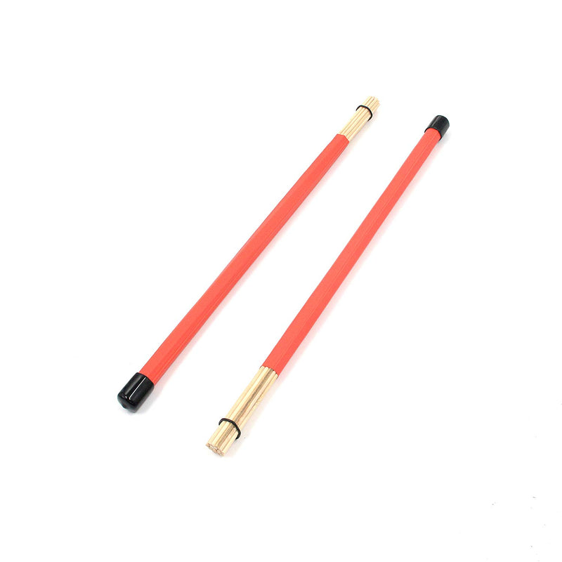 FarBoat 1Pair Drum Wood Sticks, 1Pair Drum Bamboo Rod Brushes Sticks, 1Pair Retractable Drum Brushes, 1 Carrying Bag, Portable Accessories for Dummers, Rock Bands, Jazz Folk, Students