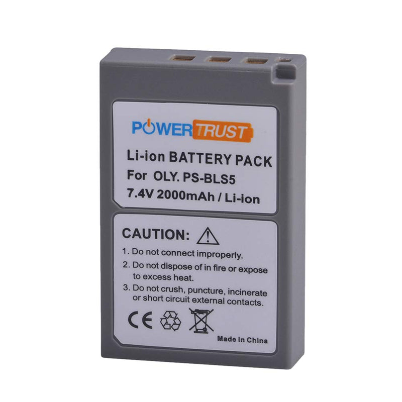 PowerTrust 2-Pack PS-BLS5 BLS-5 BLS5 Bls50 Batteries and LCD USB Charger for Olympus OM-D E-M10,Mark III,Mark II,Pen E-PL2,E-PL6,E-PM2, Stylus 1 Battery