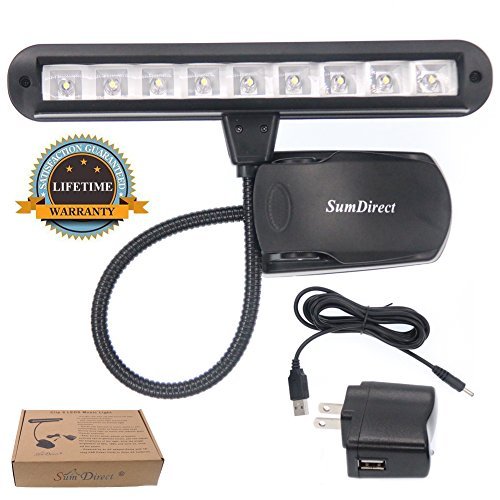 SumDirect Clip-on Installable Batteries LED Music Stand Light with Adapter