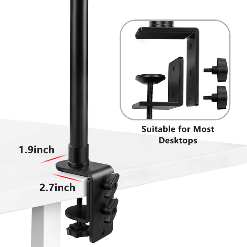 Tinpops Camera Desk Mount Stand, 12.4-20.8'' Adjustable Desktop C-Clamp Mounting Stand, Aluminum Tabletop Light Stand with 1/4'' Screw Tip for DSLR Camera, Photography Video Light, Live Streaming 12.4-20.8 Inch