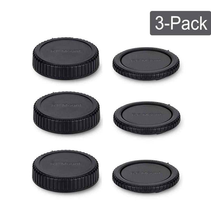 Rear Lens Cap & Body Cap Cover Fit for Canon RF Mount for Canon EOS R RP Replace RF Rear Lens Cap & R-F-5 Body Cap -3 packs 3 Packs