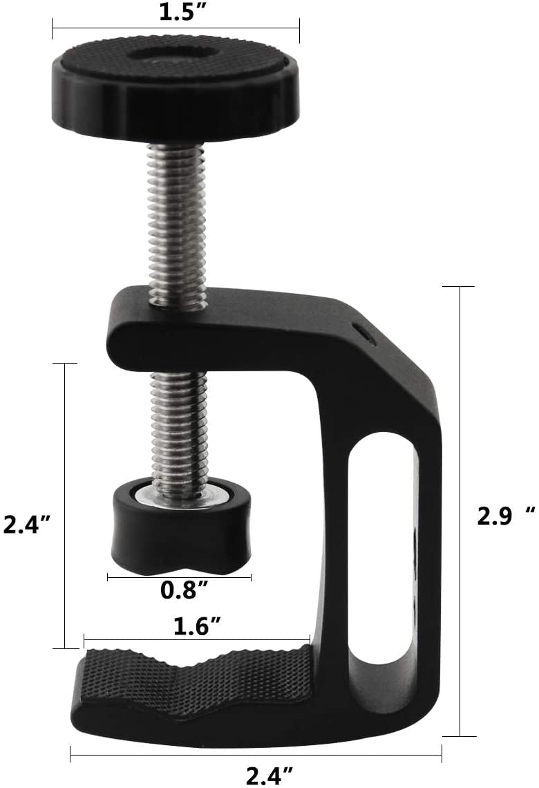 Eyluck Universal C-Clamp, Heavy Duty Sturdy 1/4 And 3/8 Thread Hole for Desktop Mount Holder, Photo Studio Photography, Quick Release U Clip Holder(Black,4-Pack)