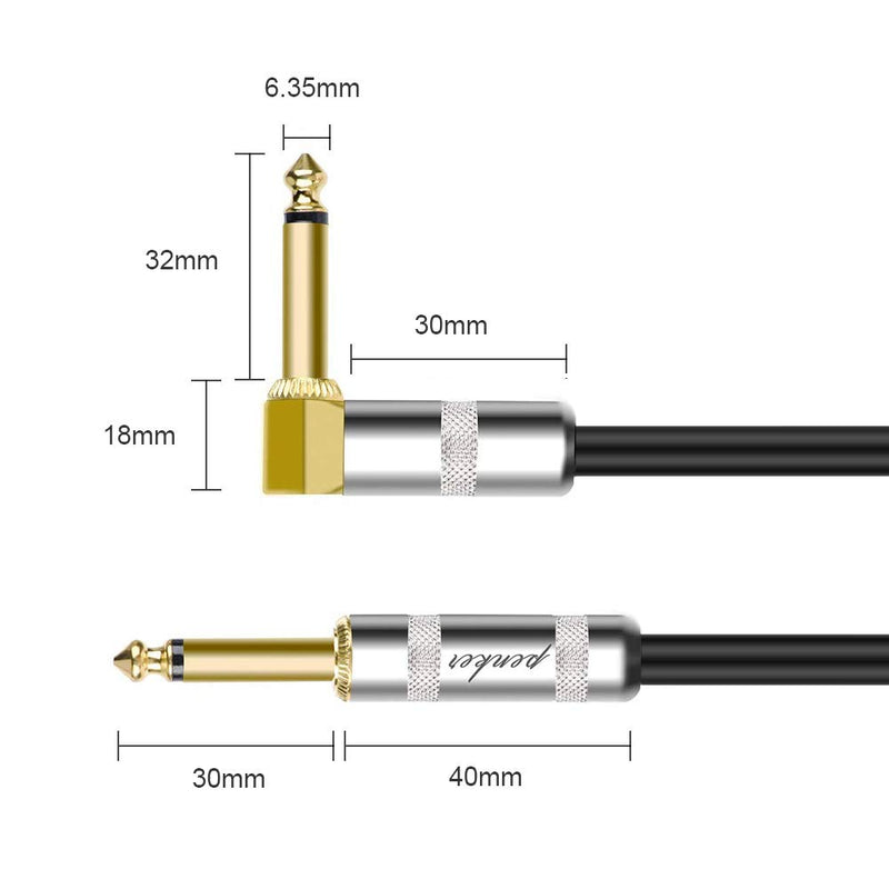 [AUSTRALIA] - Penker 2 Pack Guitar Instrument Cable 10FT,Right Angle 1/4-Inch TS to Straight 1/4-Inch TS Gold Plated 6.35mm Guitar Cord,3 Meter for Guitar Bass Keyboard Effector Microphone Mixer 10 foot 2 Pack 