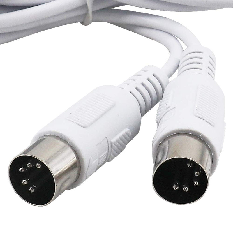[AUSTRALIA] - Yeung Qee MIDI Cable 5 Pin DIN Male to DIN Male Connector Cable Plug Wire Cord (White,5ft) white,5ft 